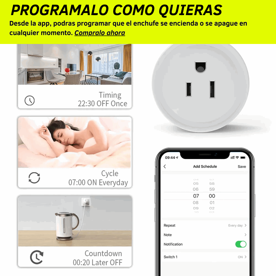 Enchufe inteligente WiFi 110V app Tuya x 1